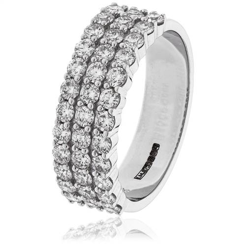 2.20ct Elegant Round Diamond Multi Row Dress Ring set in White Gold