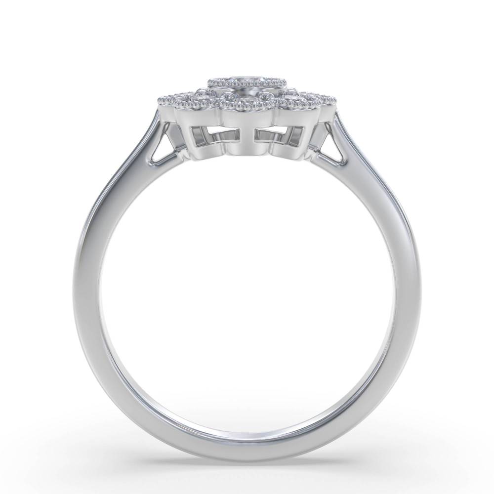 0.60ct Round Diamond Deco Cluster Ring set in White Gold