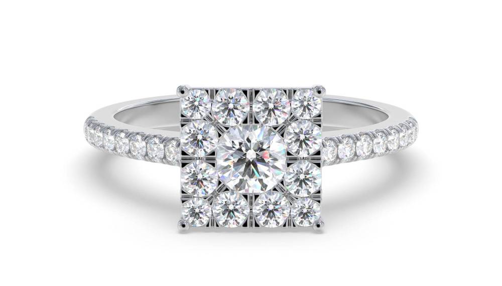 0.50ct Modern Round Diamond Cluster Ring set in White Gold