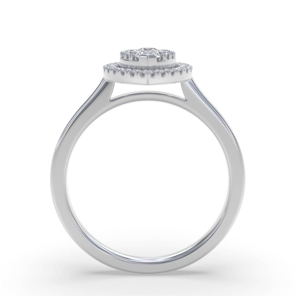 0.45ct Modern Round Diamond Cluster Halo Ring W