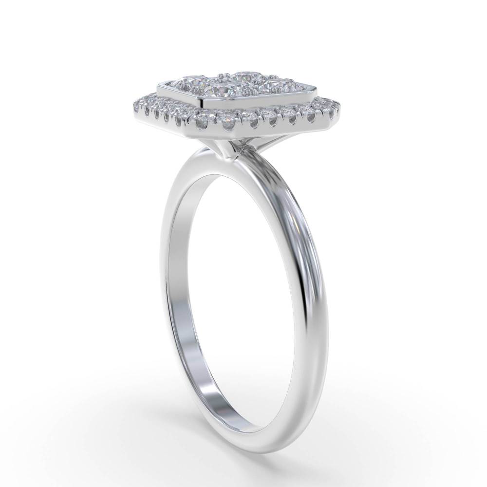 0.70ct Modern Round Diamond Halo Cluster Ring set in White Gold