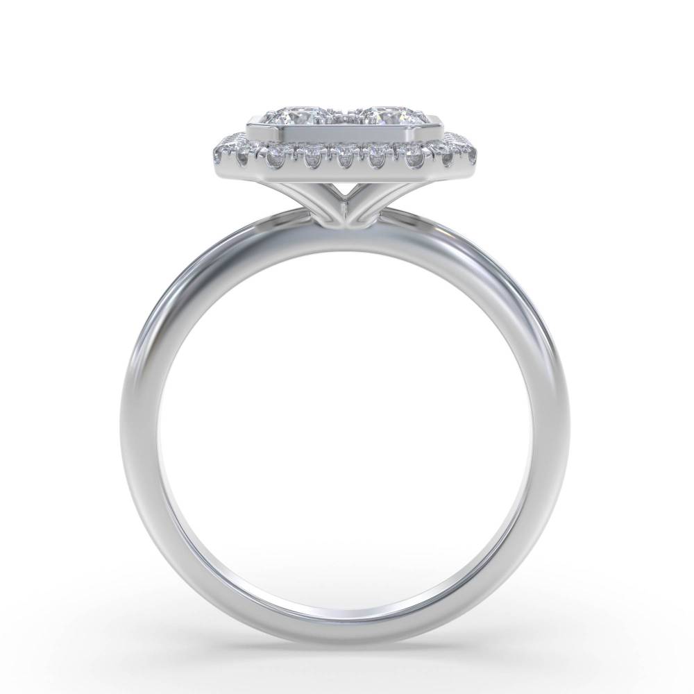 0.70ct Modern Round Diamond Halo Cluster Ring set in White Gold