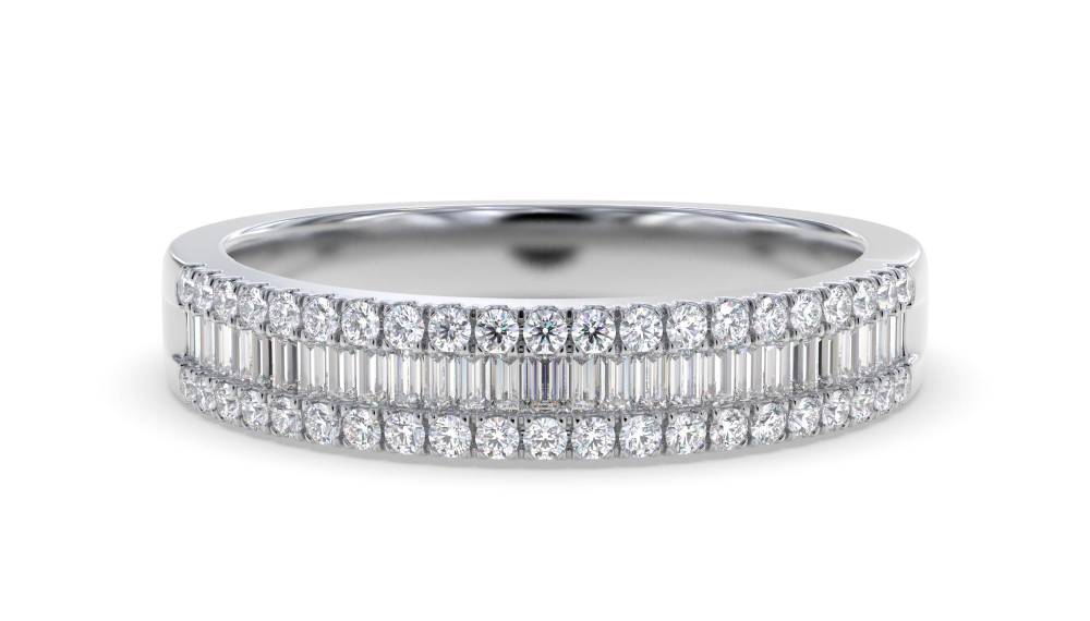 0.30ct Round & Baguette Diamond Dress Ring set in White Gold