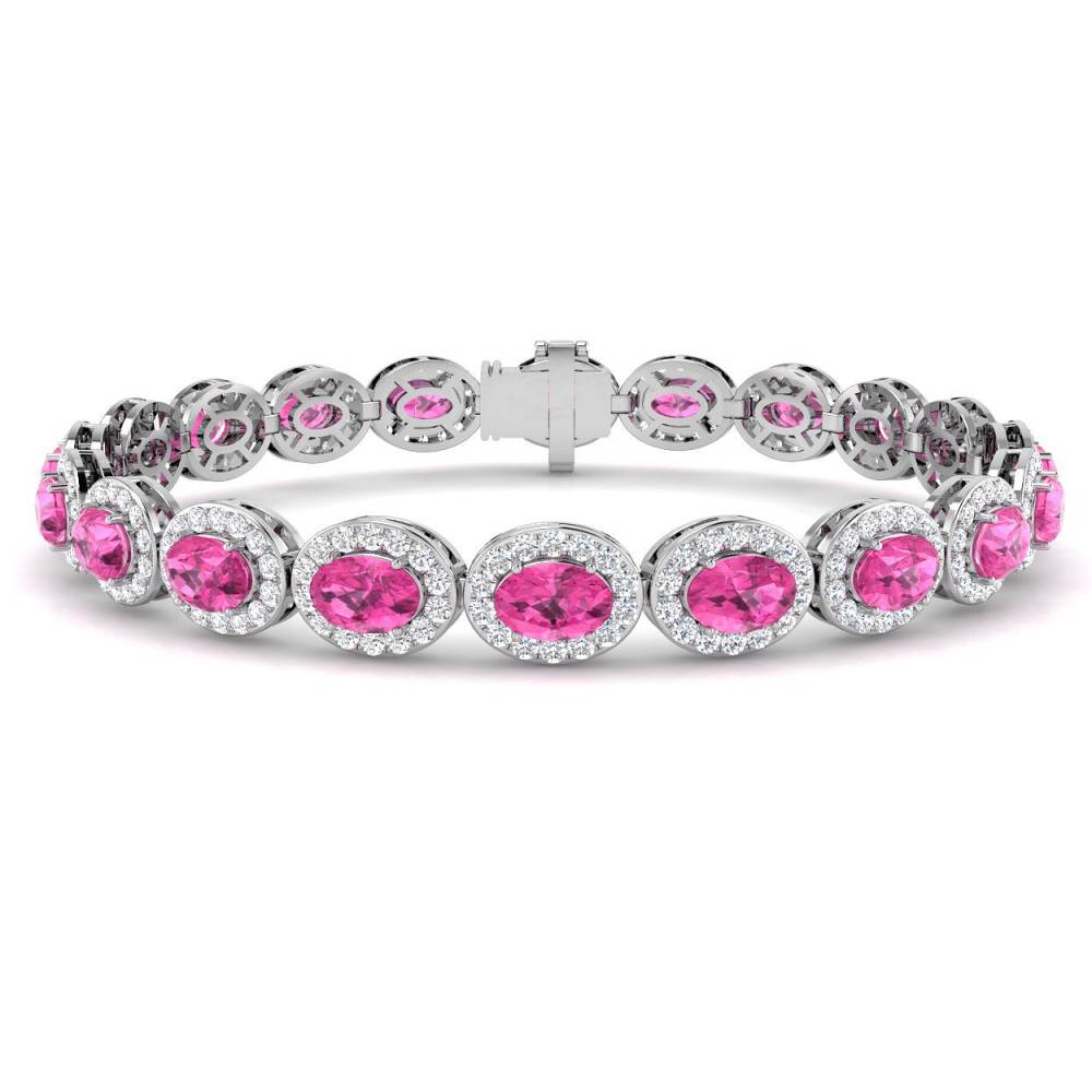 12.60CT VS/EF Oval Pink Sapphire and Round Diamond Set Bracelet W