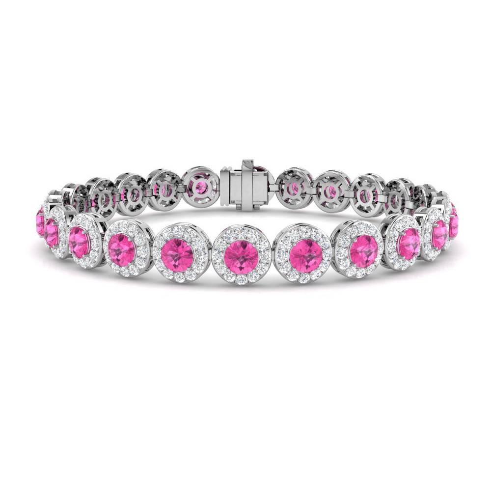 11.50CT VS/EF Round Cut Pink Sapphire and Round Diamond Bracelet W