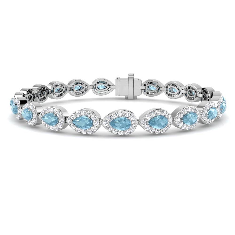 6.15ct VS/EF Pear Aquamarine and Round diamond Bracelet set in White Gold