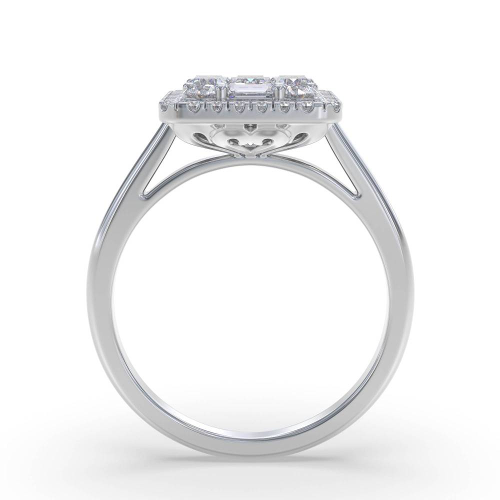 1.00ct Round Diamond Cluster Ring set in White Gold