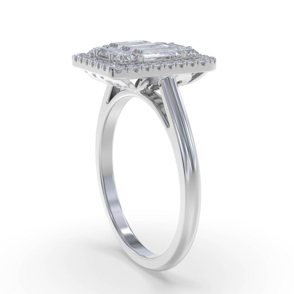 1.00ct Round Diamond Cluster Ring set in White Gold