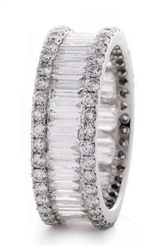 5.50ct Round & Baguette Diamond Mulit Row Dress Ring W