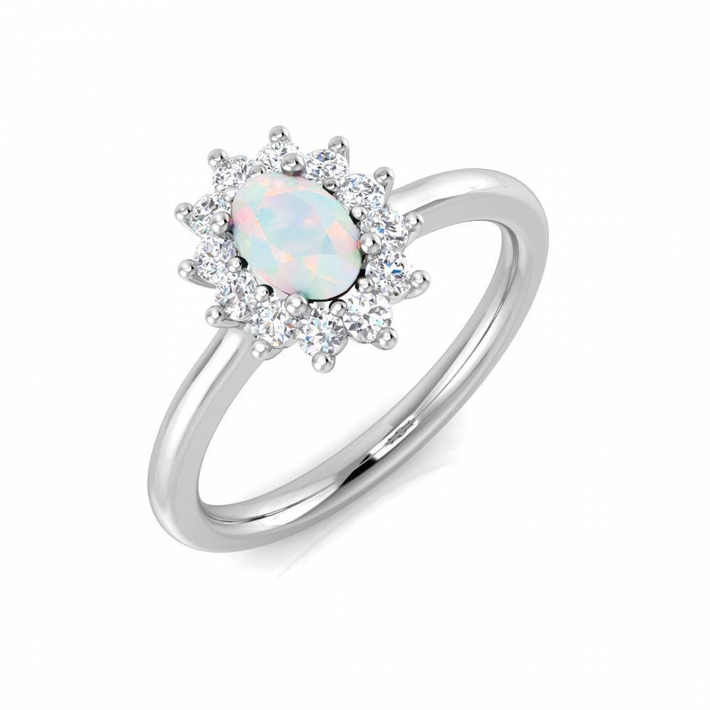 0.65ct VS/EF Opal Halo Ring set in White Gold