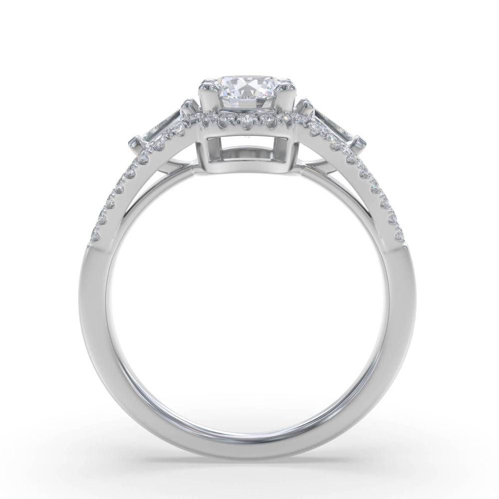 1.10ct Modern Round Diamond Trilogy Halo Ring set in White Gold