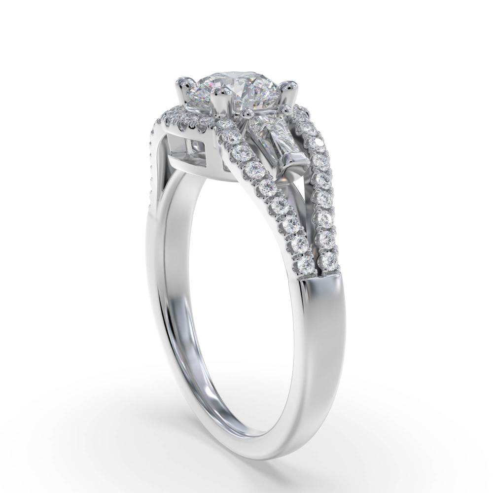 1.10ct Modern Round Diamond Trilogy Halo Ring set in White Gold