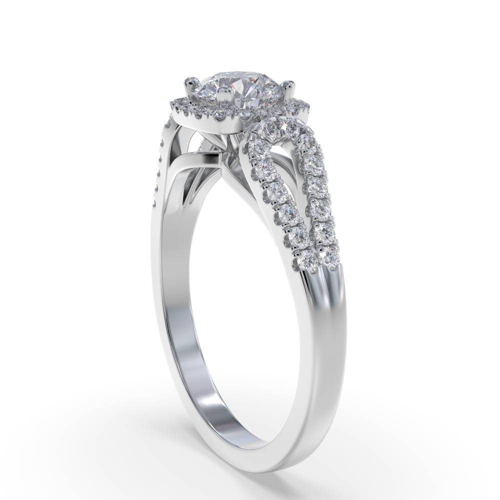 1.00ct Modern Round Diamond Designer Ring set in White Gold