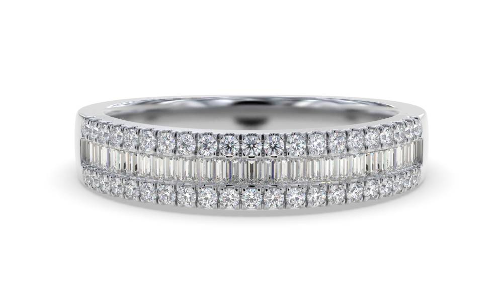 0.50ct Round & Baguette Diamond Dress Ring set in White Gold