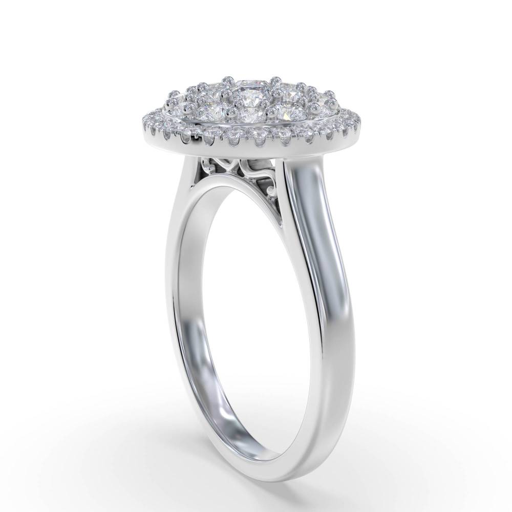 0.90ct Elegant Round Diamond Cluster Ring set in White Gold