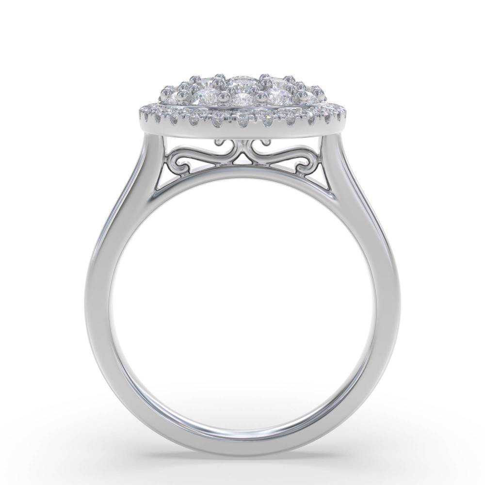 0.90ct Elegant Round Diamond Cluster Ring set in White Gold