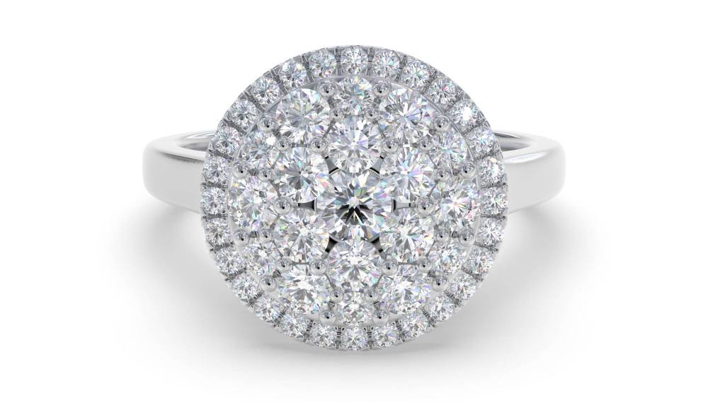 0.90ct Elegant Round Diamond Cluster Ring set in White Gold