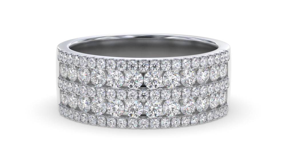 1.25ct Elegant Round Diamond Multi Row Dress Ring set in White Gold