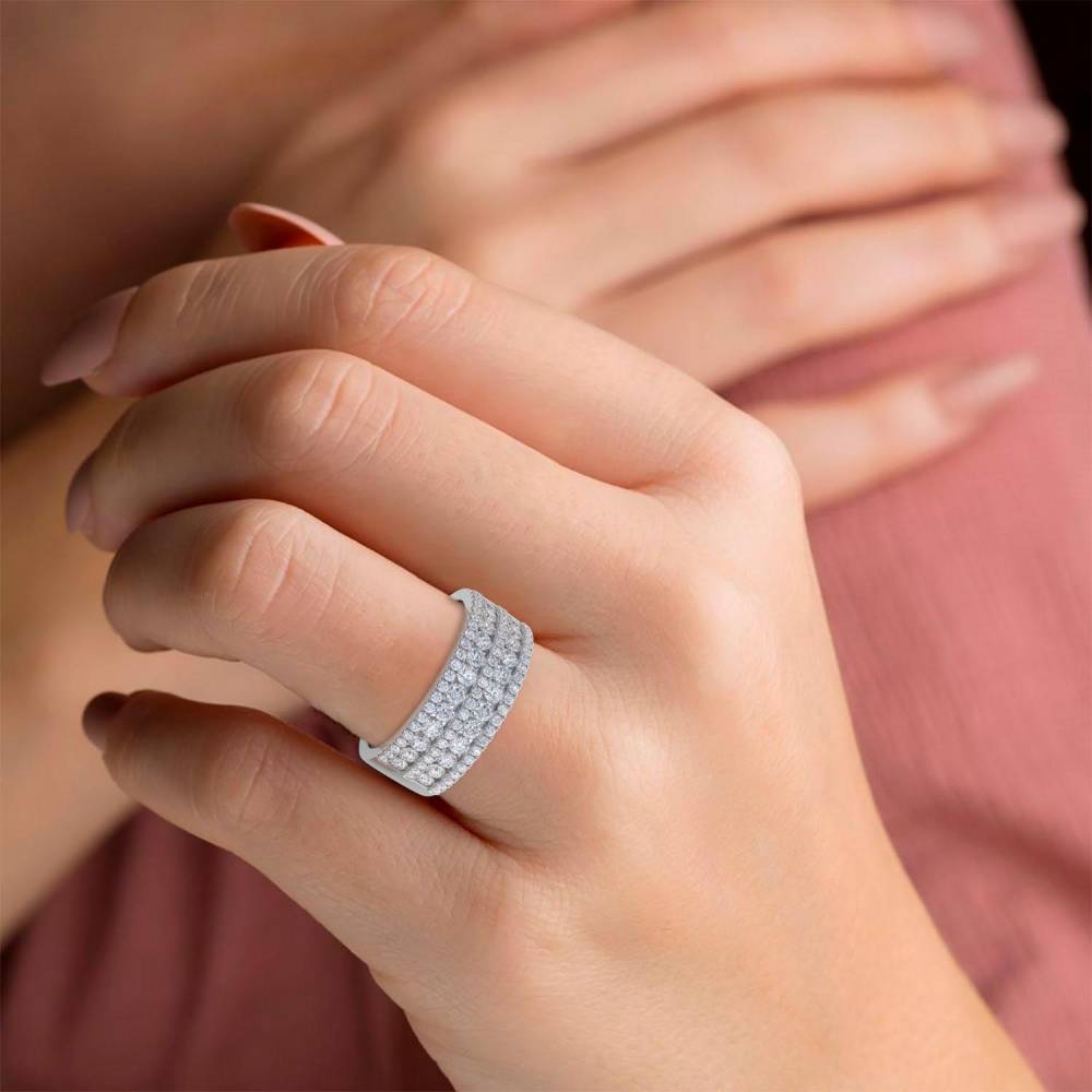 1.25ct Elegant Round Diamond Multi Row Dress Ring set in White Gold