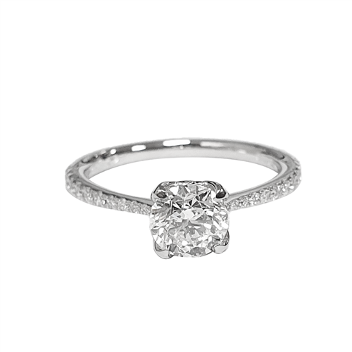 1.10ct SI1/E Round Diamond Shoulder Set Engagement Ring