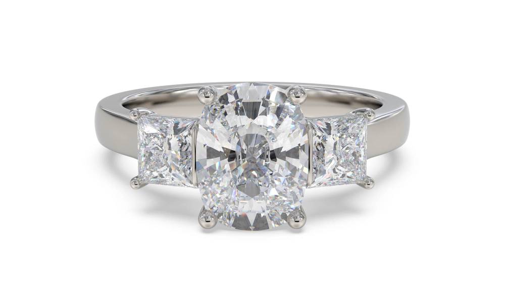 Simple Oval & Princess Diamond Trilogy Ring P