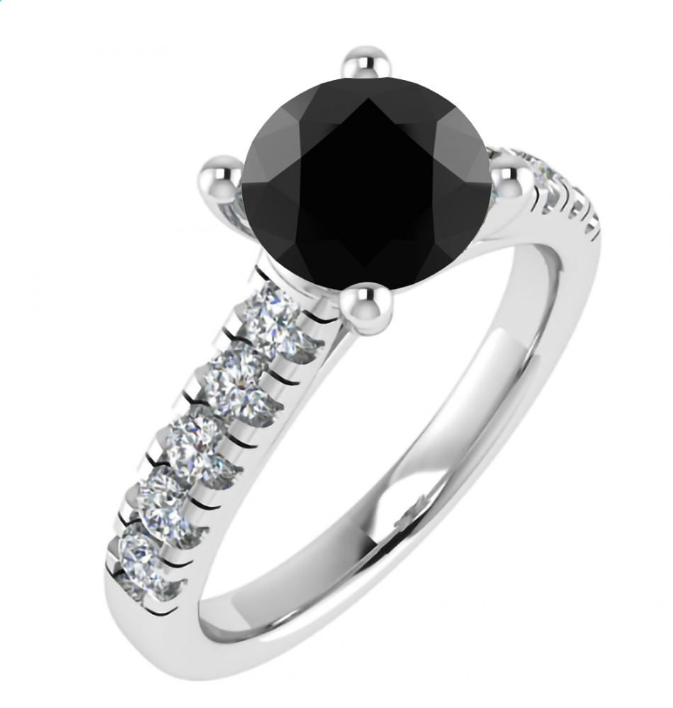 Black Diamond Shoulder Set Ring P