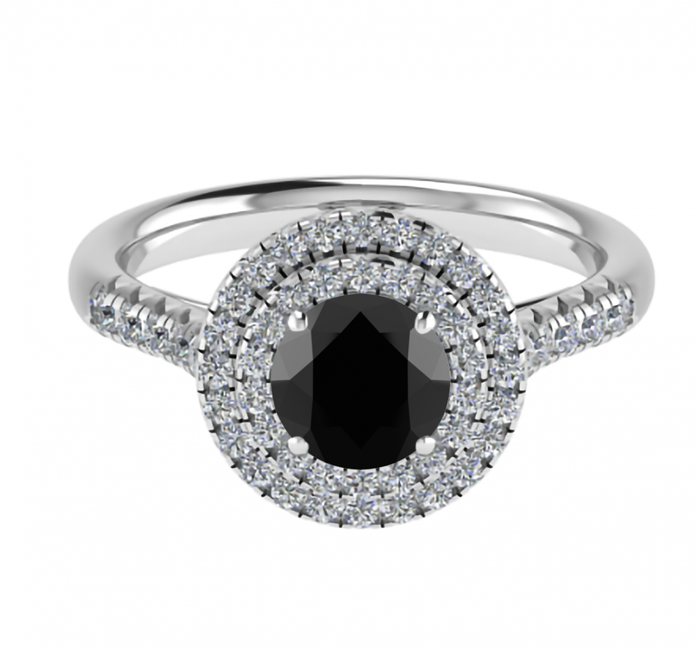 Black Diamond Shoulder Set Ring set in Platinum