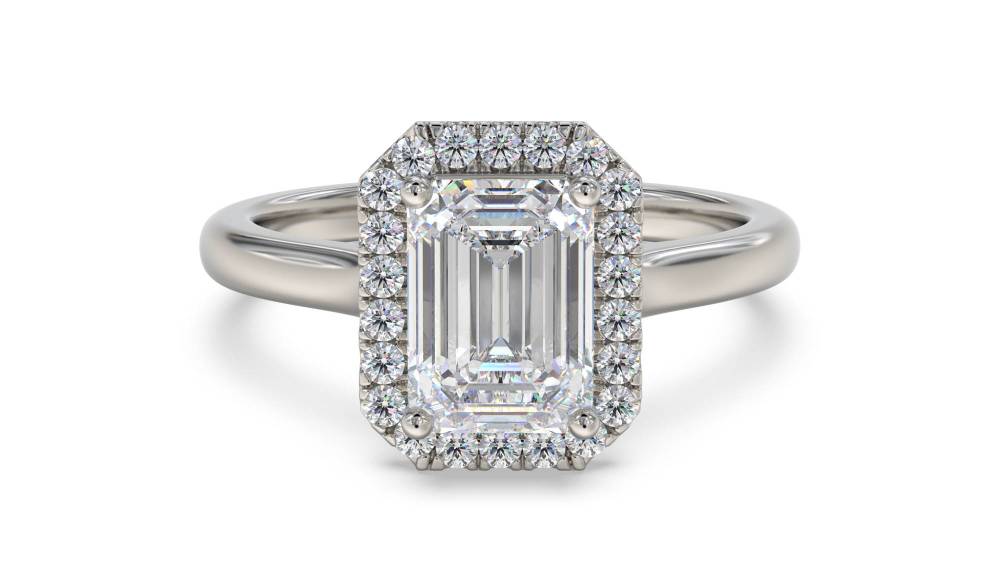 Emerald Diamond Single Halo Ring P