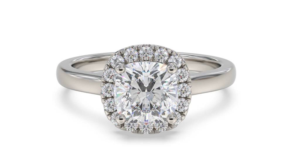 Cushion Diamond Single Halo Ring P