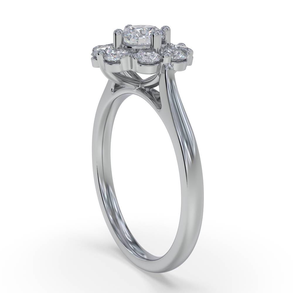 0.90ct Elegant Round Diamond Cluster Ring set in White Gold