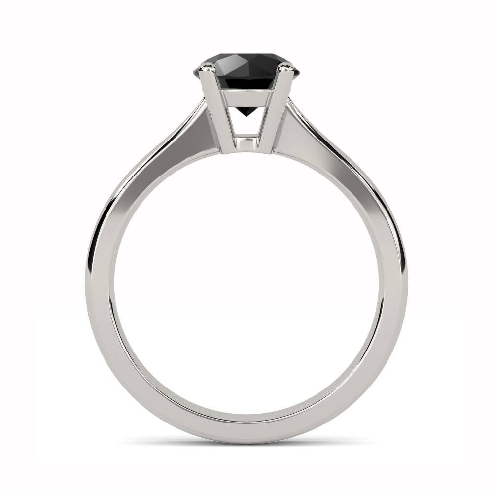 Black Diamond Solitaire Ring set in Platinum