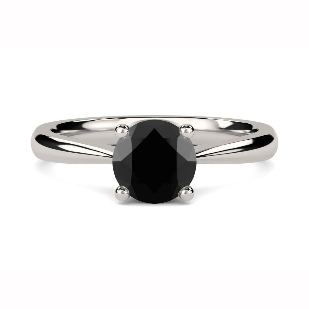 Black Diamond Solitaire Ring set in Platinum