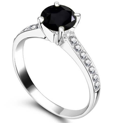 Round Black Diamond Shoulder Set Ring W