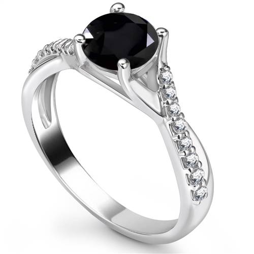 Round Black Diamond Shoulder Set Ring W