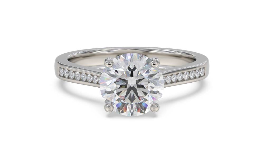 Round Diamond Shoulder Set Ring set in Platinum