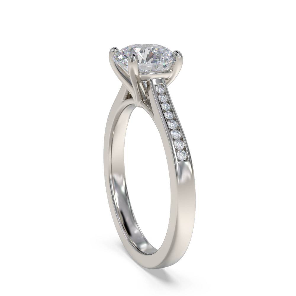 Round Diamond Shoulder Set Ring set in Platinum