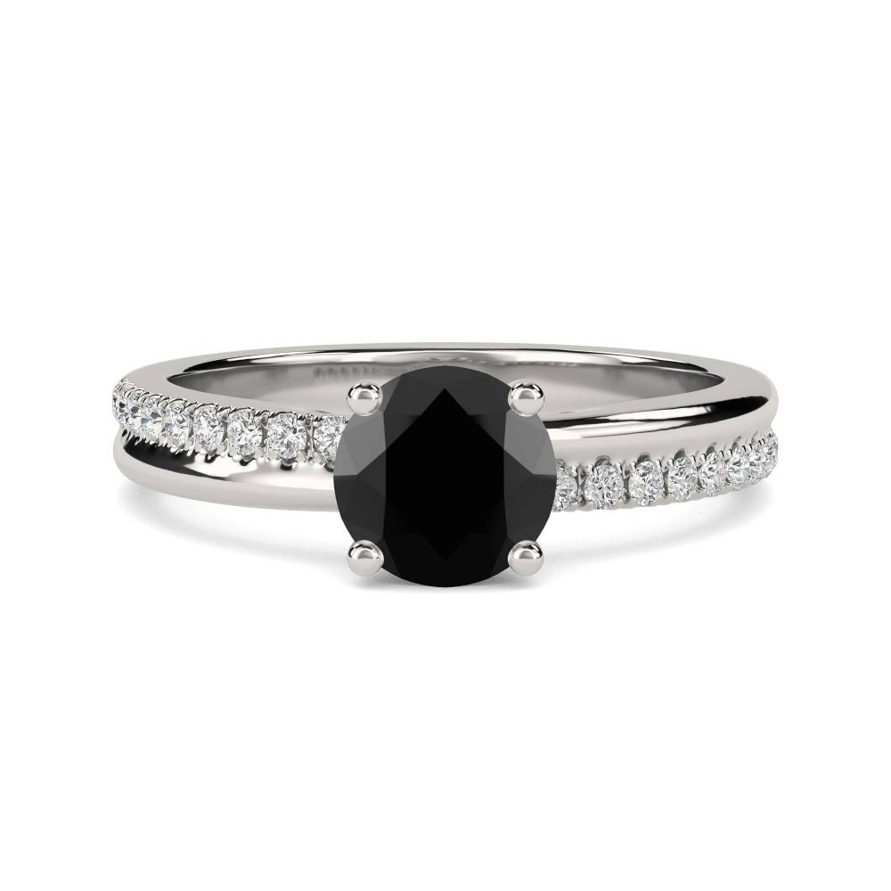 Black Diamond Shoulder Set Ring set in Platinum