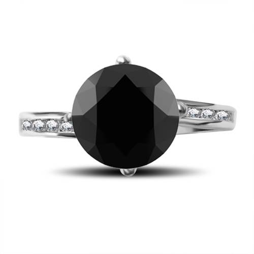 Black Diamond Shoulder Set Ring set in Platinum