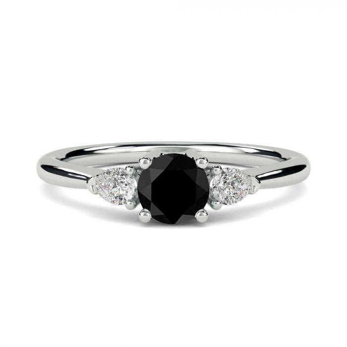 Round Black Diamond Trilogy Ring W