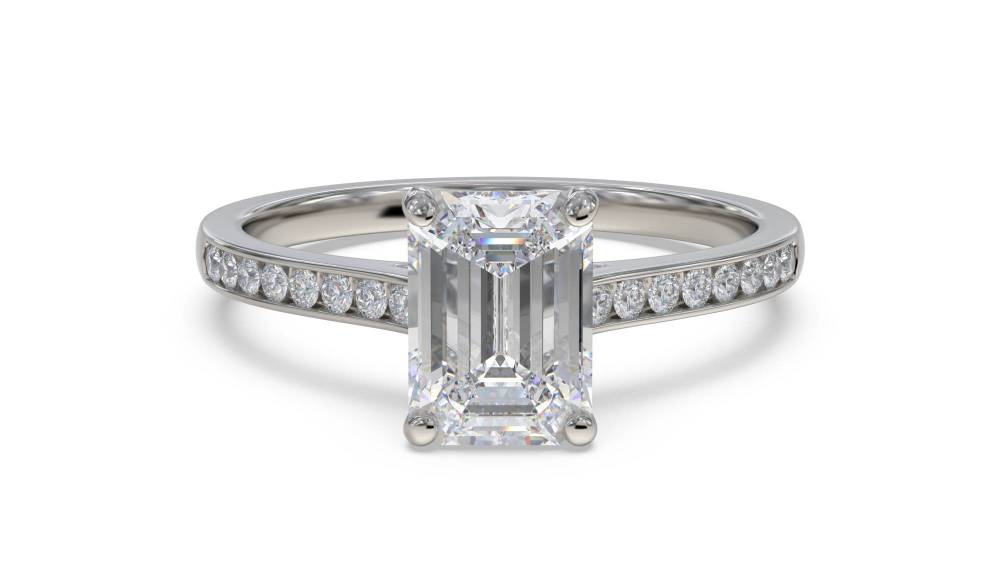 Emerald Diamond Shoulder Set Ring P