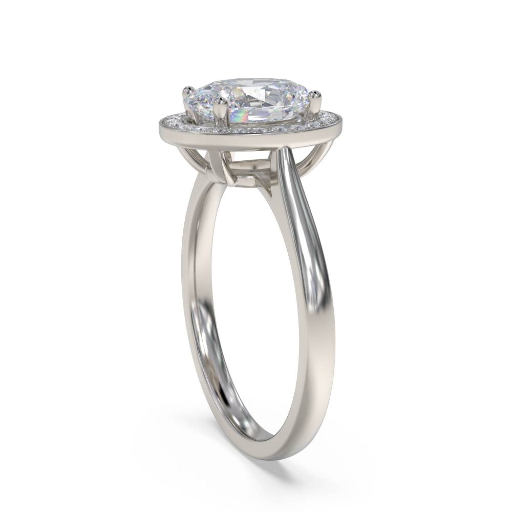 Oval Diamond Single Halo Ring P