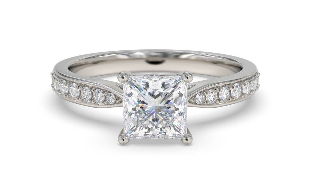 Princess Diamond Shoulder Set Ring P