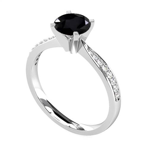 Round Black Diamond Shoulder Set Ring W