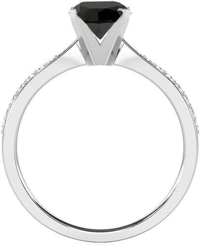 Round Black Diamond Shoulder Set Ring W