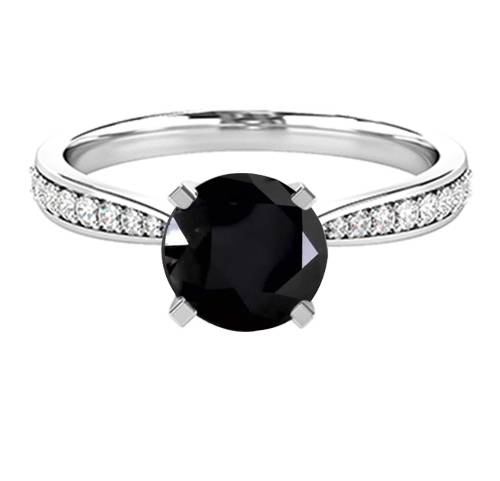 Round Black Diamond Shoulder Set Ring W