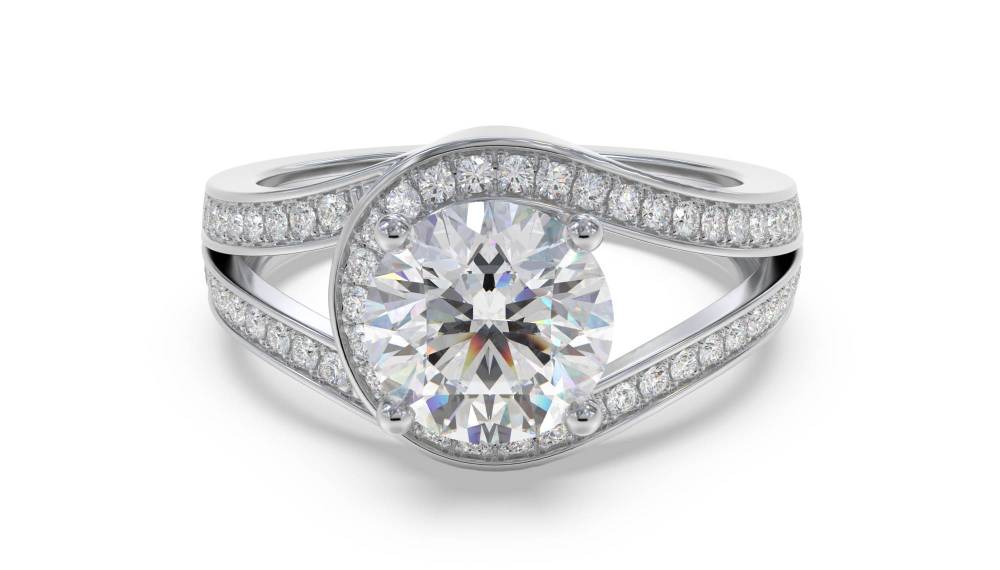 Round Diamond Designer Ring White Gold