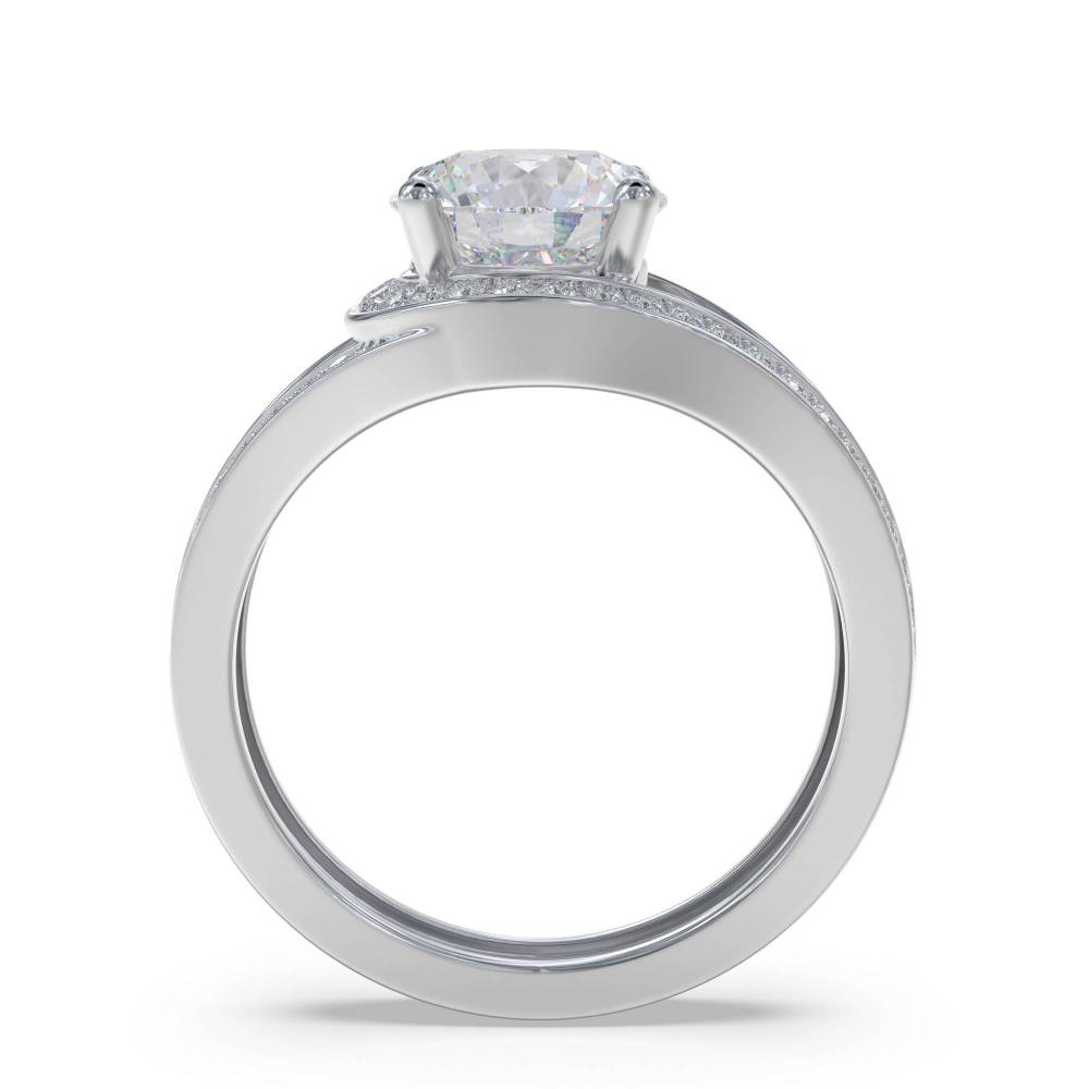 Round Diamond Designer Ring White Gold