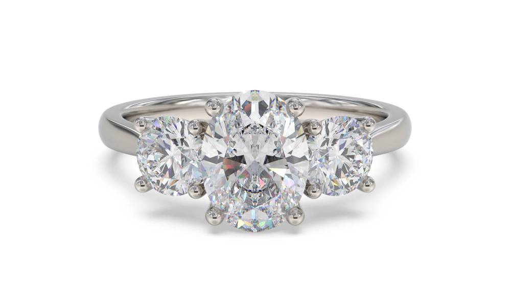 Elegant Oval & Round Diamond Trilogy Ring P