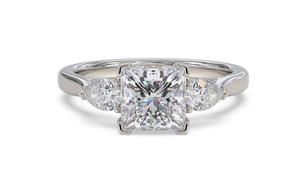 Elegant Princess & Pear Diamond Trilogy Ring P