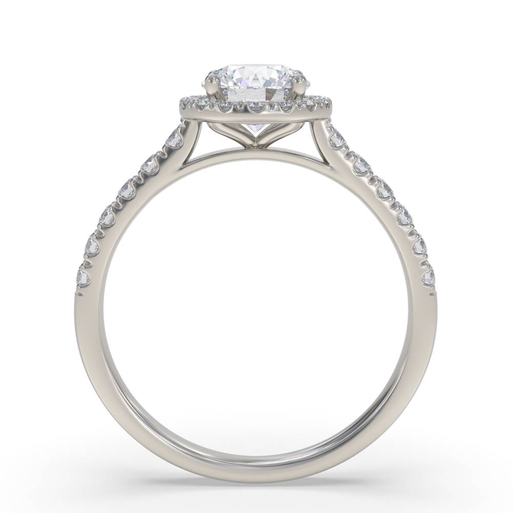 Round Diamond Single Halo Shoulder Set Ring P